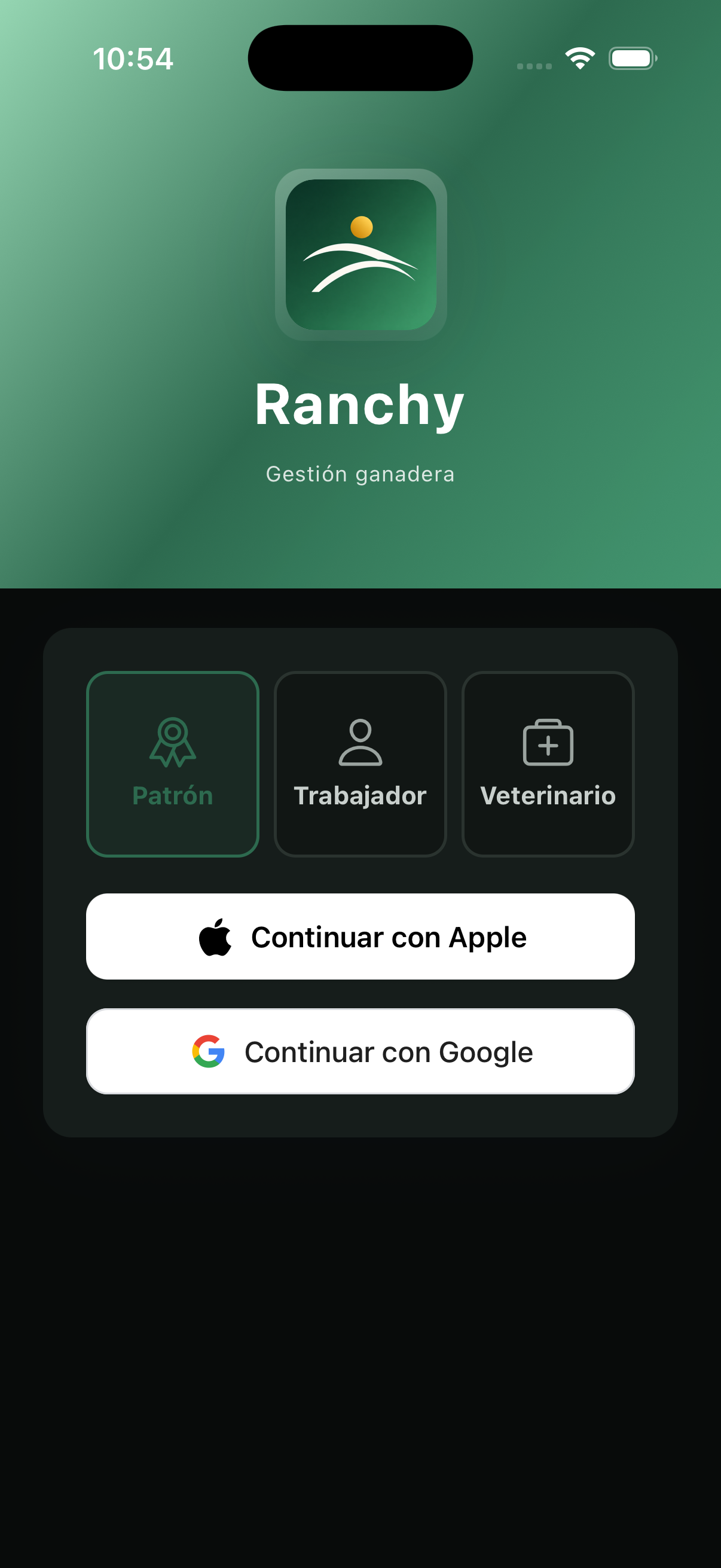 Sign-in with the Owner, Worker, and Veterinarian tabs