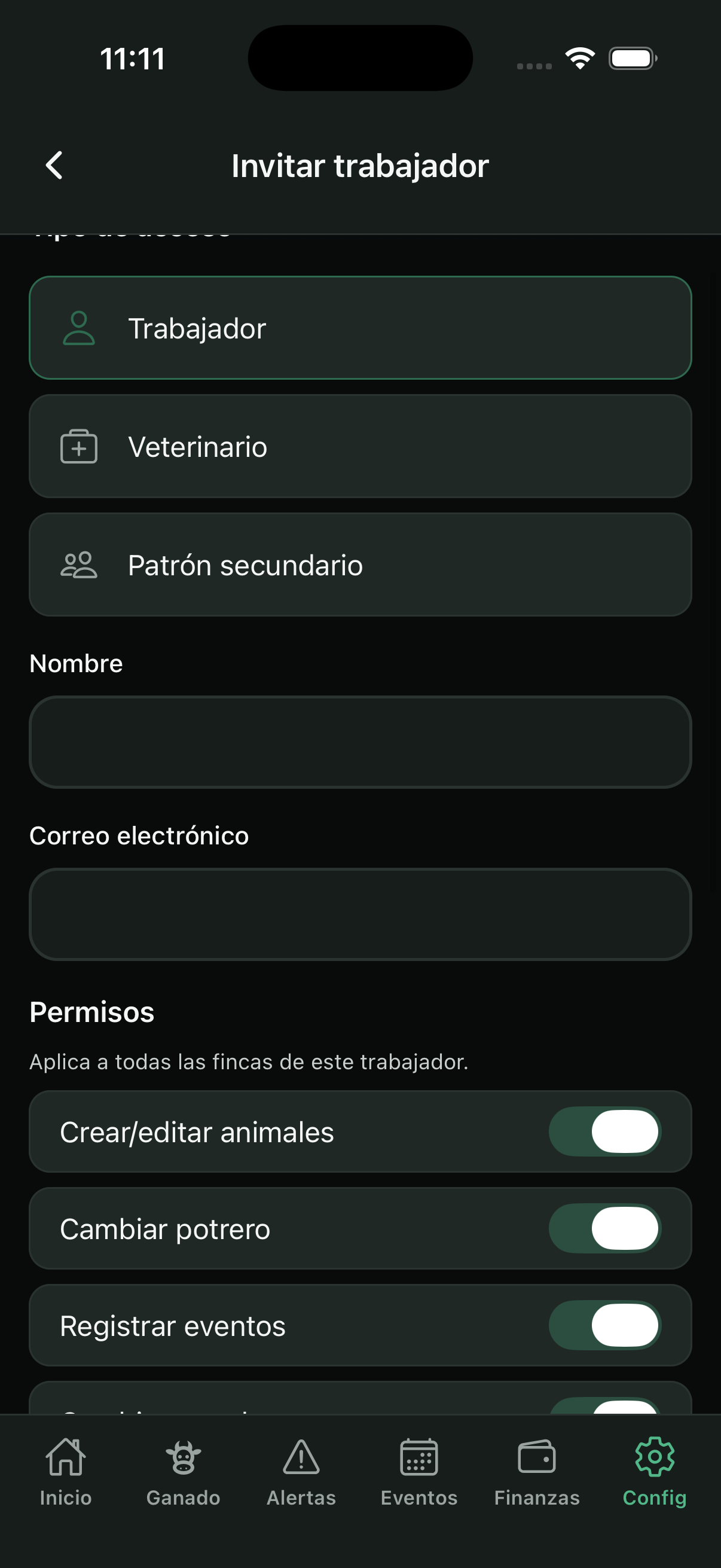 Invite worker with permissions