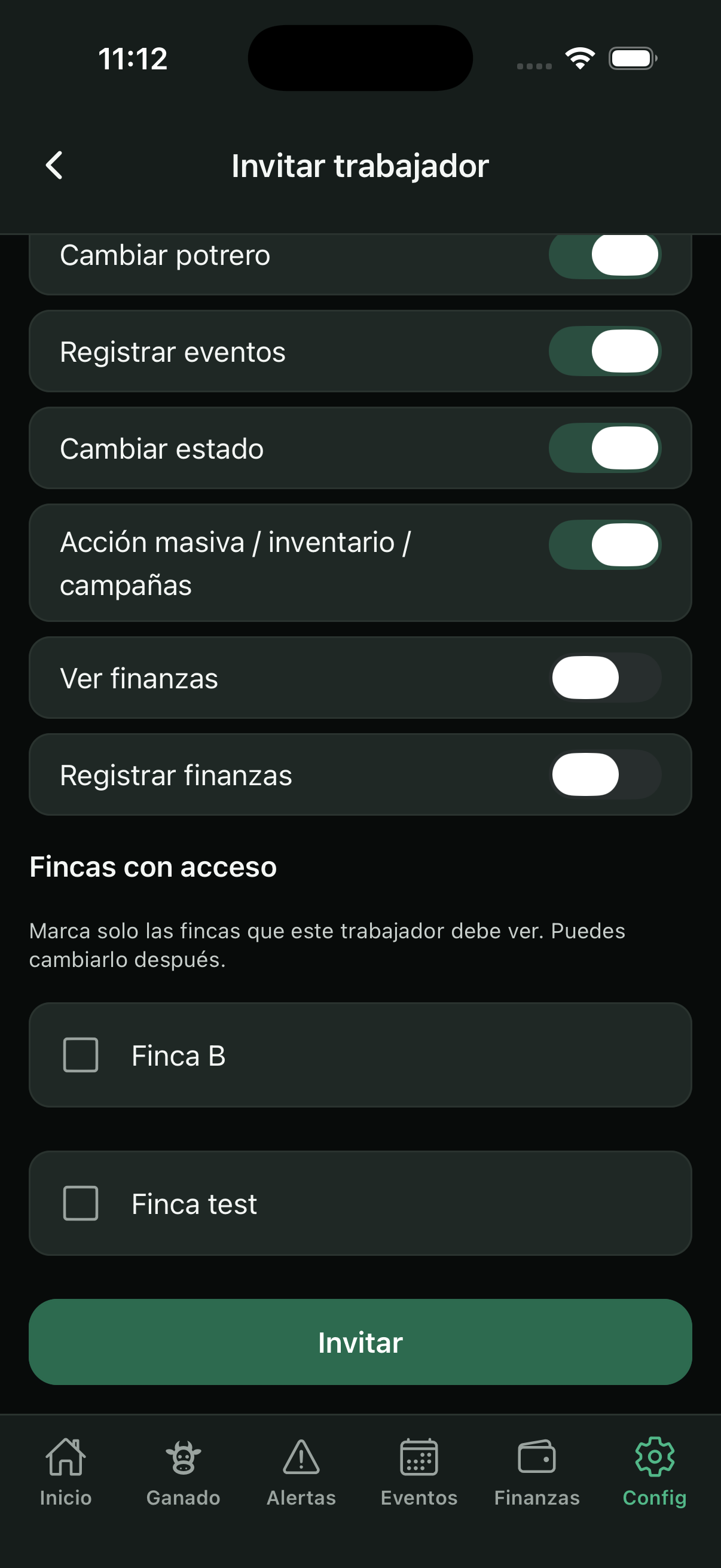 Assign farms to a user