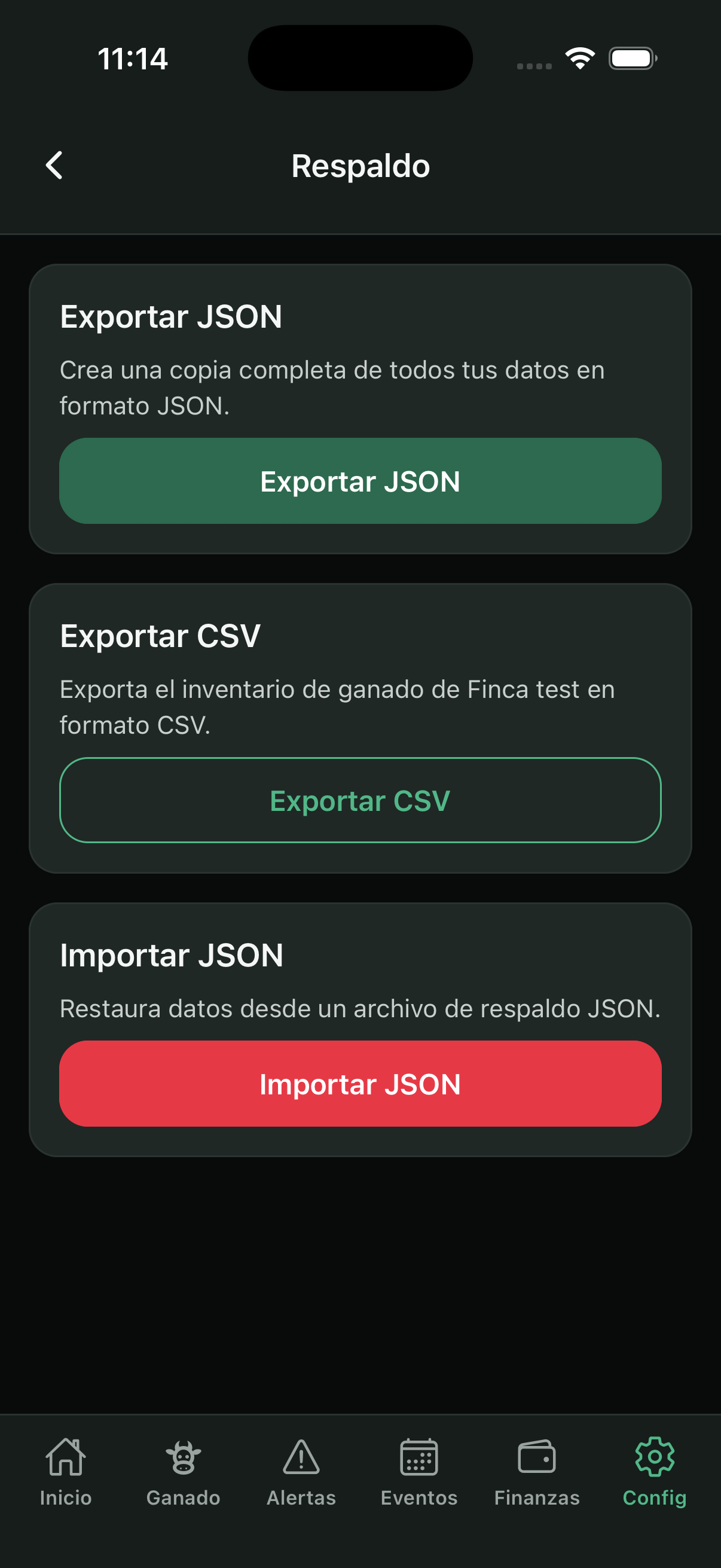 Backup and export